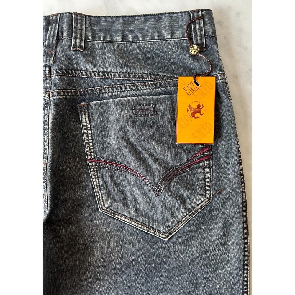 Enzo Darby-3 Gray Denim Jeans Men’s 34x35 100% Cotton Classic Fit Zip